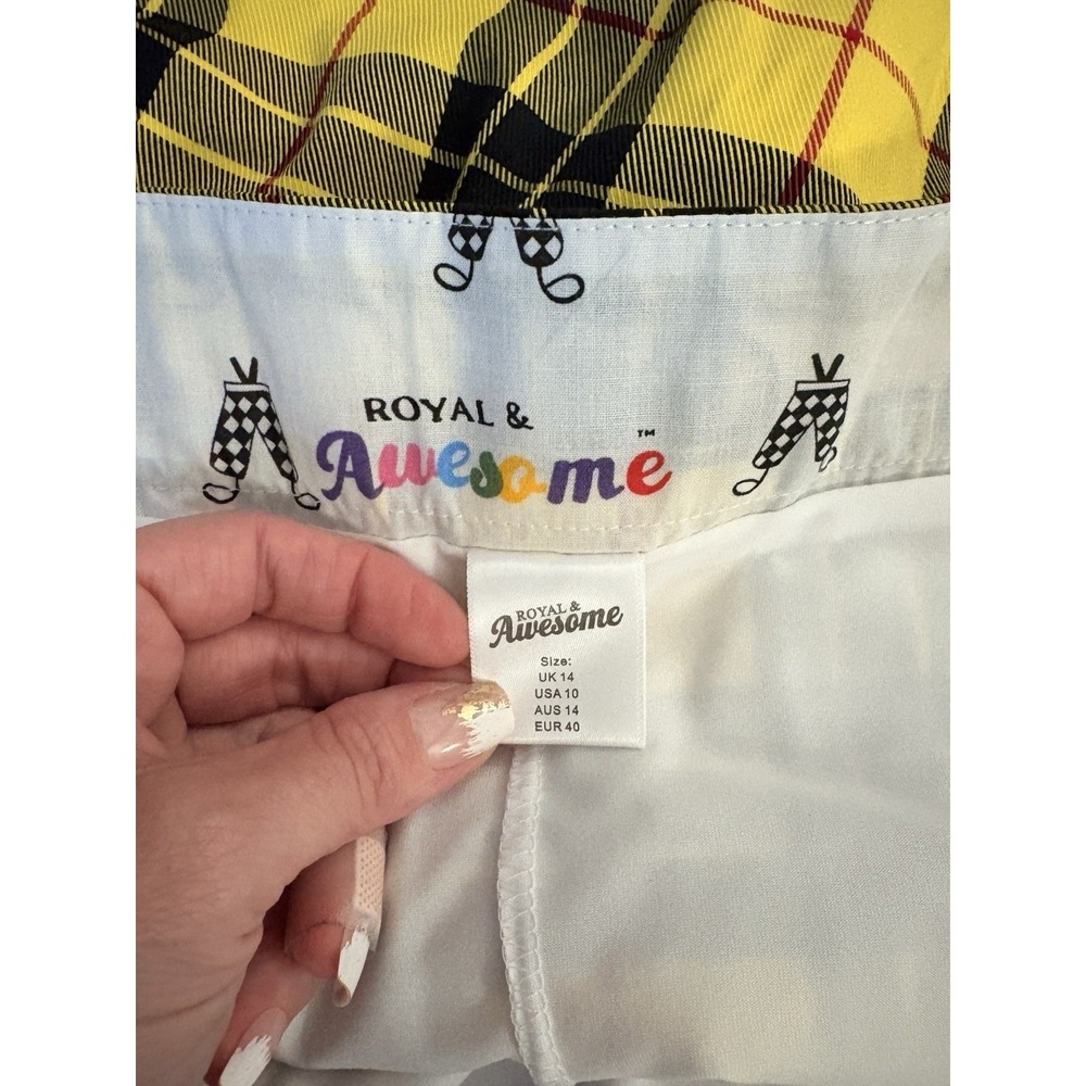Royal‎ & Awesome Yellow Plaid Golf Skort Size 10 NWT RWKLT14R - Picture 2 of 6